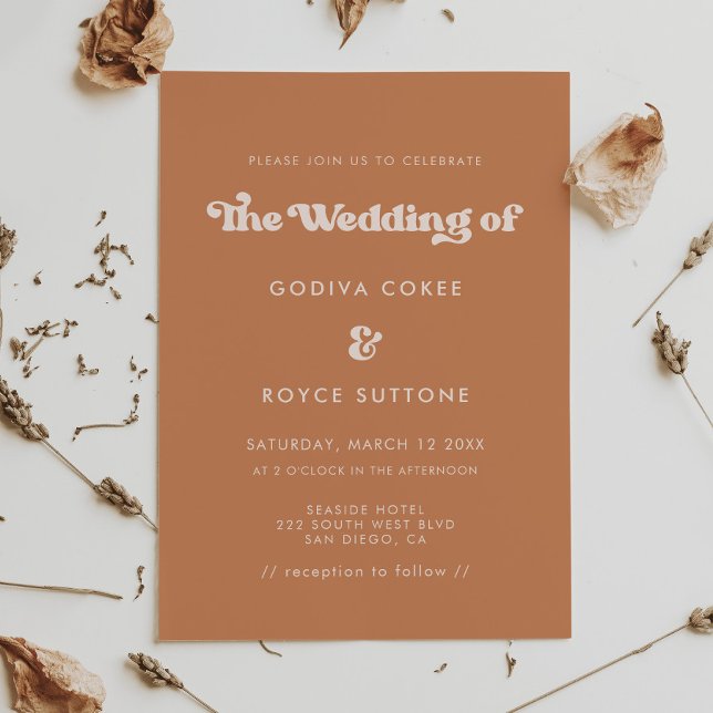 Stylish retro brown sugar wedding invitation (Creator Uploaded)