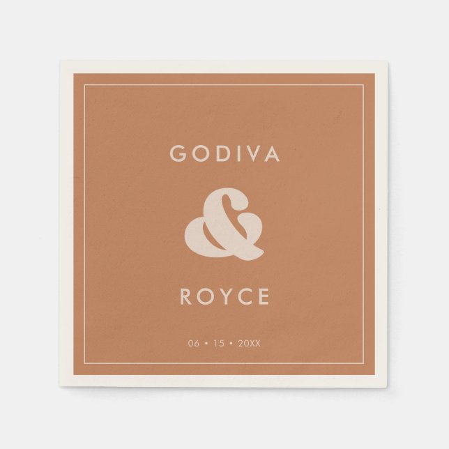 Stylish retro Brown sugar Wedding Napkin (Front)