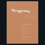 Stylish retro brown sugar wedding program<br><div class="desc">A retro chic theme: adopt this slightly vintage and stylish typographic design for your wedding stationery,  with a burnt orange,  terracotta,  brown sugar & peach pink colour theme. Fully customisable text,  colours and backgrounds.</div>