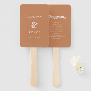 Stylish retro brown sugar wedding program hand fan