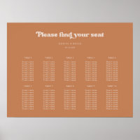 Stylish retro Brown sugar Wedding seating chart