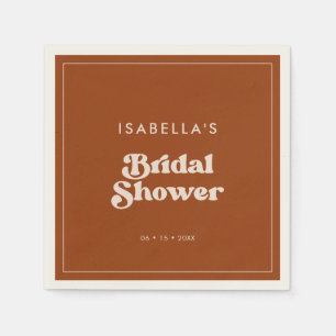 Stylish retro Burnt Orange Bridal Shower Napkin
