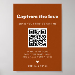 Stylish retro Burnt Orange Capture the love sign
