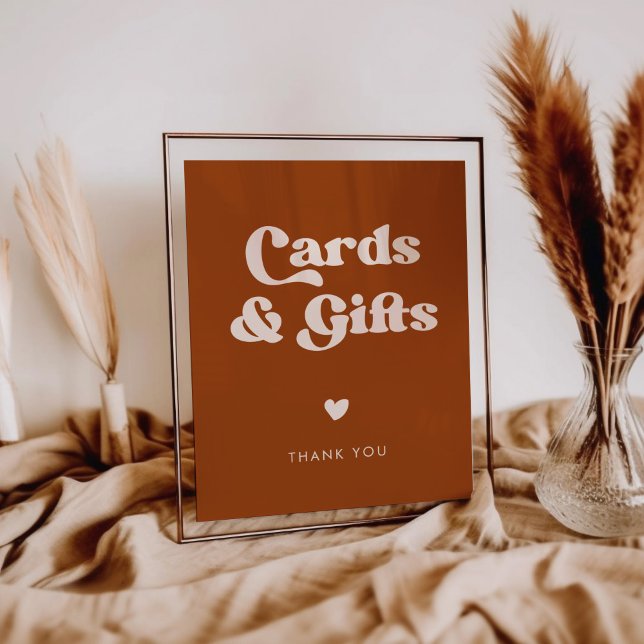 Stylish retro Burnt Orange Cards & Gifts sign (Creator Uploaded)