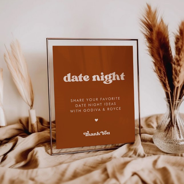 Stylish retro Burnt Orange Date night ideas sign (Creator Uploaded)