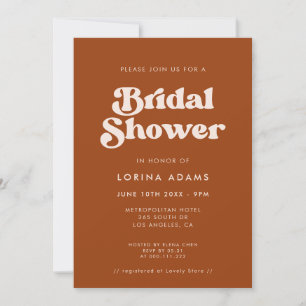 Stylish retro Burnt Orange Photo bridal shower Invitation