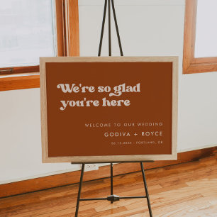 Stylish retro Burnt Orange So glad you're here Poster