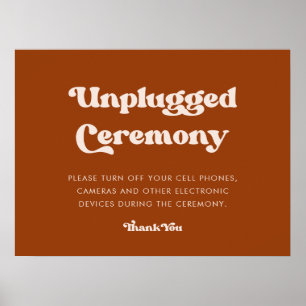 Stylish retro Burnt Orange Unplugged ceremony  Poster