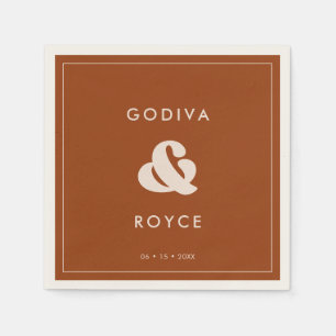 Stylish retro Burnt Orange Wedding Napkin