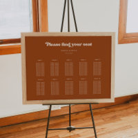 Stylish retro Burnt Orange Wedding seating chart