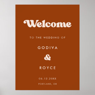 Stylish retro Burnt Orange Welcome to our wedding Poster