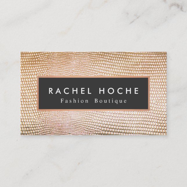 Stylish Retro Gold Snake Skin Fashion Boutique Business Card (Front)