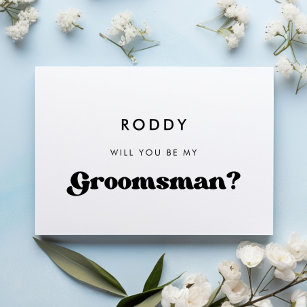 Stylish retro groomsman proposal card