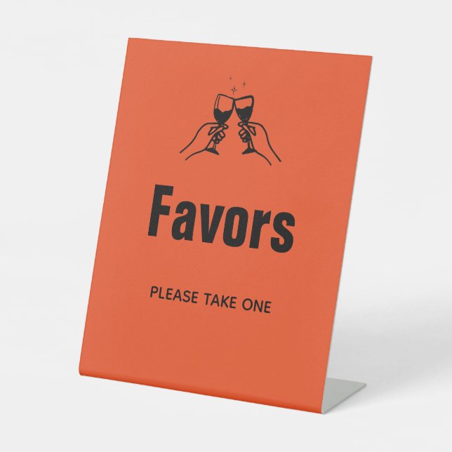 Stylish retro Hand draw Wedding Favours  Pedestal Sign (Front)