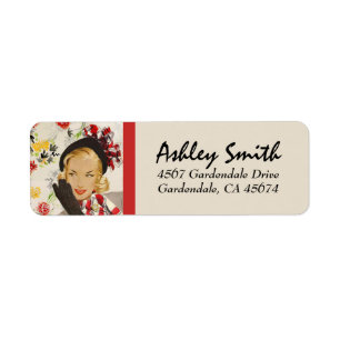 Stylish Retro Lady Return Address Label