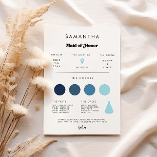 Stylish retro Maid of Honour info card