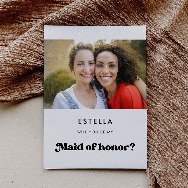 Stylish retro Maid of Honour proposal card (Creator Uploaded)