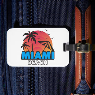 Stylish Retro Miami Beach Travel Luggage Tag