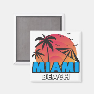 Stylish Retro Miami Beach Travel Magnet