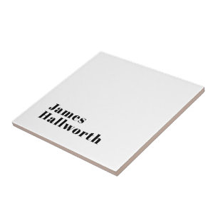 Stylish Retro Modern Lettering   Editable Black Ceramic Tile