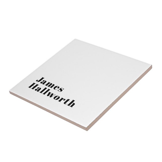 Stylish Retro Modern Lettering | Editable Black Ceramic Tile (Side)