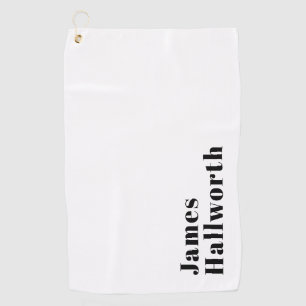 Stylish Retro Modern Lettering Editable Black Golf Towel