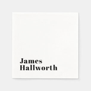 Stylish Retro Modern Lettering   Editable Black Napkin