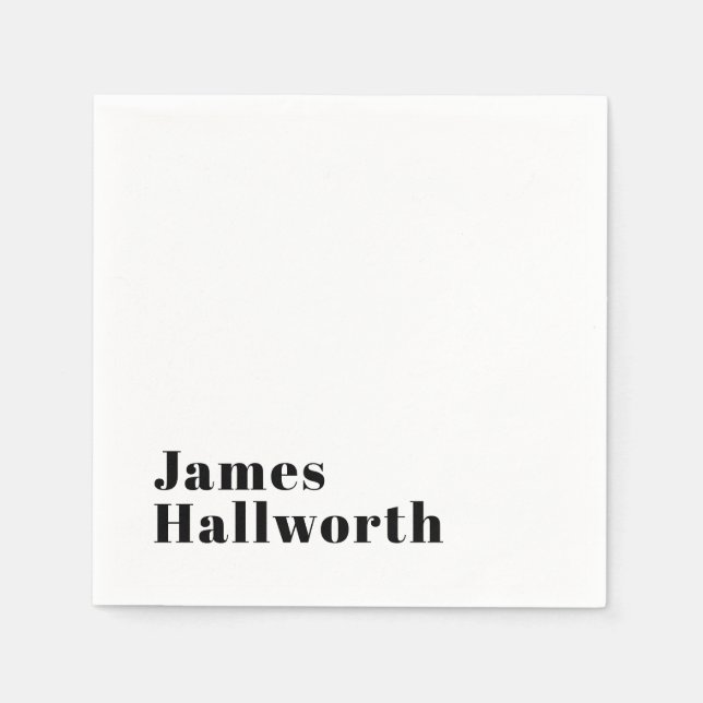 Stylish Retro Modern Lettering | Editable Black Napkin (Front)