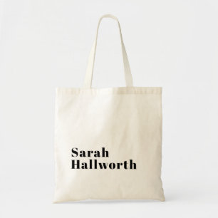 Stylish Retro Modern Lettering Editable Black Tote Bag
