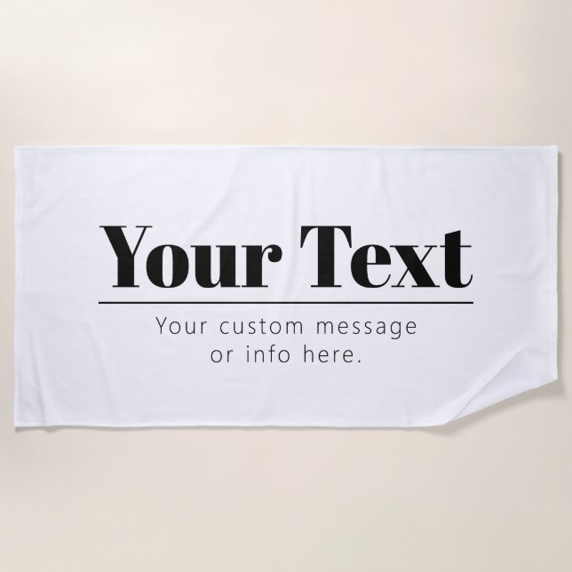 Stylish Retro-modern Text | Black & White Beach Towel (Front)