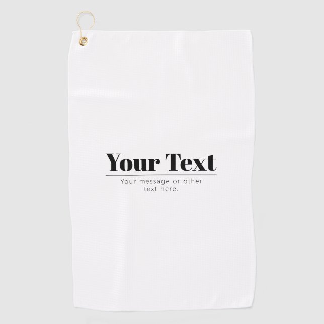 Stylish Retro-modern Text | Black & White Golf Towel (Front)