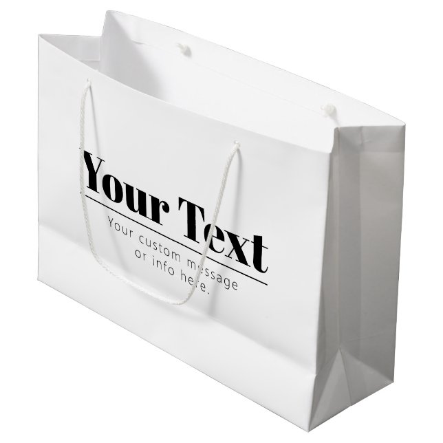 Stylish Retro-modern Text | Black & White Large Gift Bag (Front Angled)