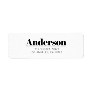 Stylish Retro-modern Text   Black & White Return Address Label