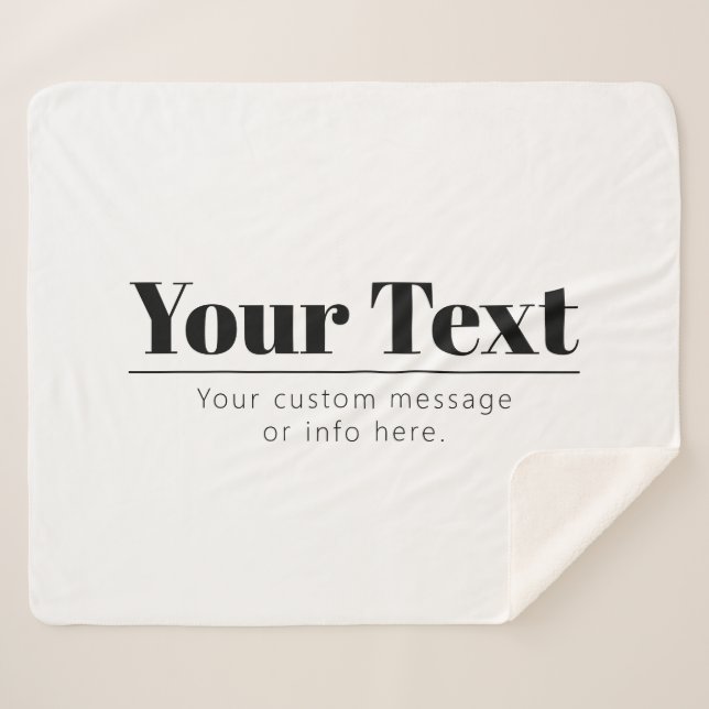 Stylish Retro-modern Text | Black & White Sherpa Blanket (Front (Horizontal))