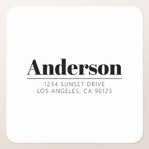 Stylish Retro-modern Text   Black & White Square Sticker