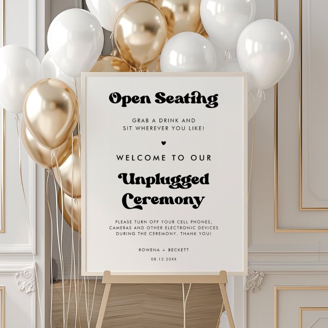 Stylish retro Open seating Unplugged ceremony Poster (Creator Uploaded)