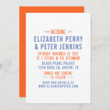Stylish Retro Orange Blue Wedding
