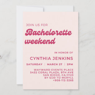 Stylish retro peach pink Bachelorette Party Invitation