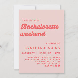 Stylish retro peach pink Bachelorette Party Invitation