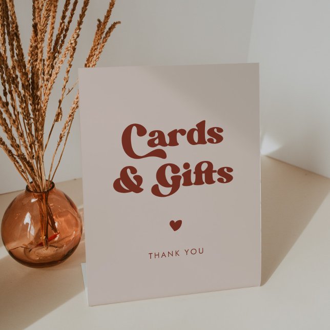 Stylish retro Peach Pink Cards & Gifts wedding Pedestal Sign (Creator Uploaded)