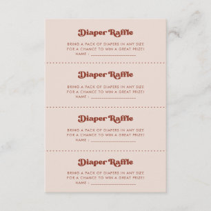 Stylish retro Peach Pink Diaper Raffle game card
