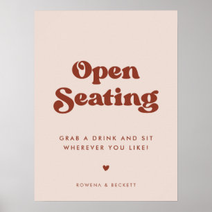Stylish retro Peach Pink Open Seating Wedding Poster