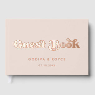 Stylish Retro Peach Pink Rose Gold foil Wedding Guest Book