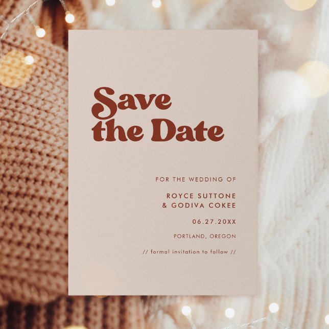 Stylish retro peach pink save the date (Creator Uploaded)