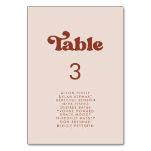 Stylish retro peach pink seating chart cards