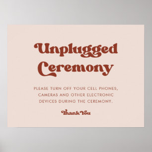 Stylish retro Peach Pink Unplugged ceremony Poster