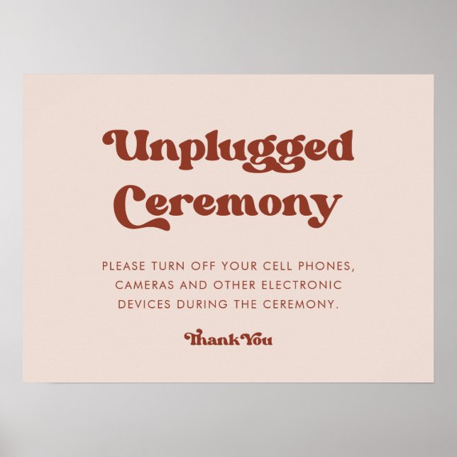 Stylish retro Peach Pink Unplugged ceremony  Poster (Front)