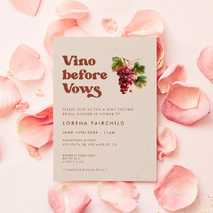 Stylish retro Peach Pink Vino before vows Invitation