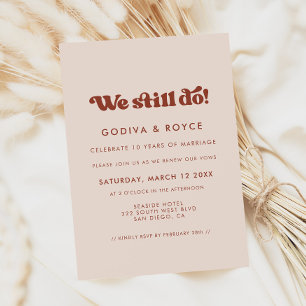 Stylish retro peach pink We still do Vow renewal Invitation