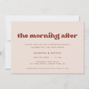 Stylish retro Peach Pink Wedding Brunch Invitation